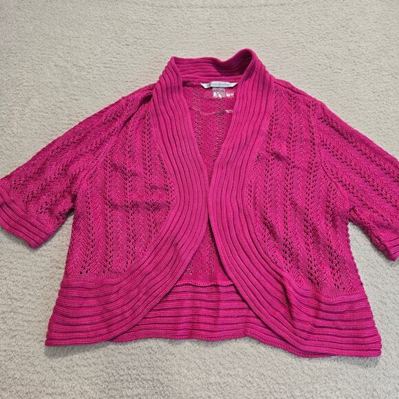 Peter Nygard Short Sleeve Cardigan Bolero Jacket Fuschia Pink Size L - Picture 1 of 9